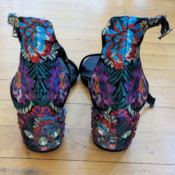 Steve Madden Inca Bright Multi Brocade Ankle Strap Heels sz 8 - Picture 5 of 9